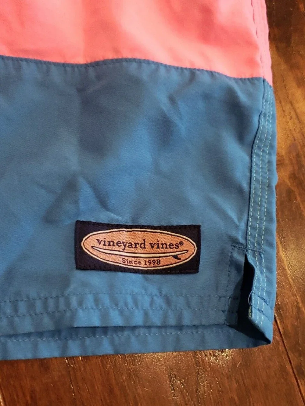 Vineyard Vines Kids' Colorblock Swim Trunks in Aqua, Pink & Blue